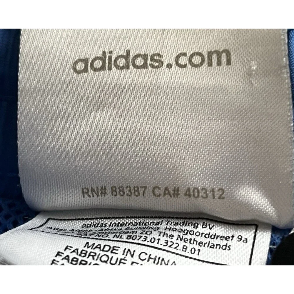 Adidas Mens Blue Striped Swim Trunks Size XL Drawstring Mesh Lined Pockets